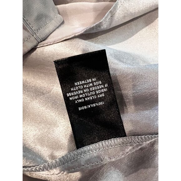 LAFAYETTE 148 NY GREY SILK CHARMEUSE FRENCH CUFF BLOUSE TOP SIZE M - Picture 9 of 9